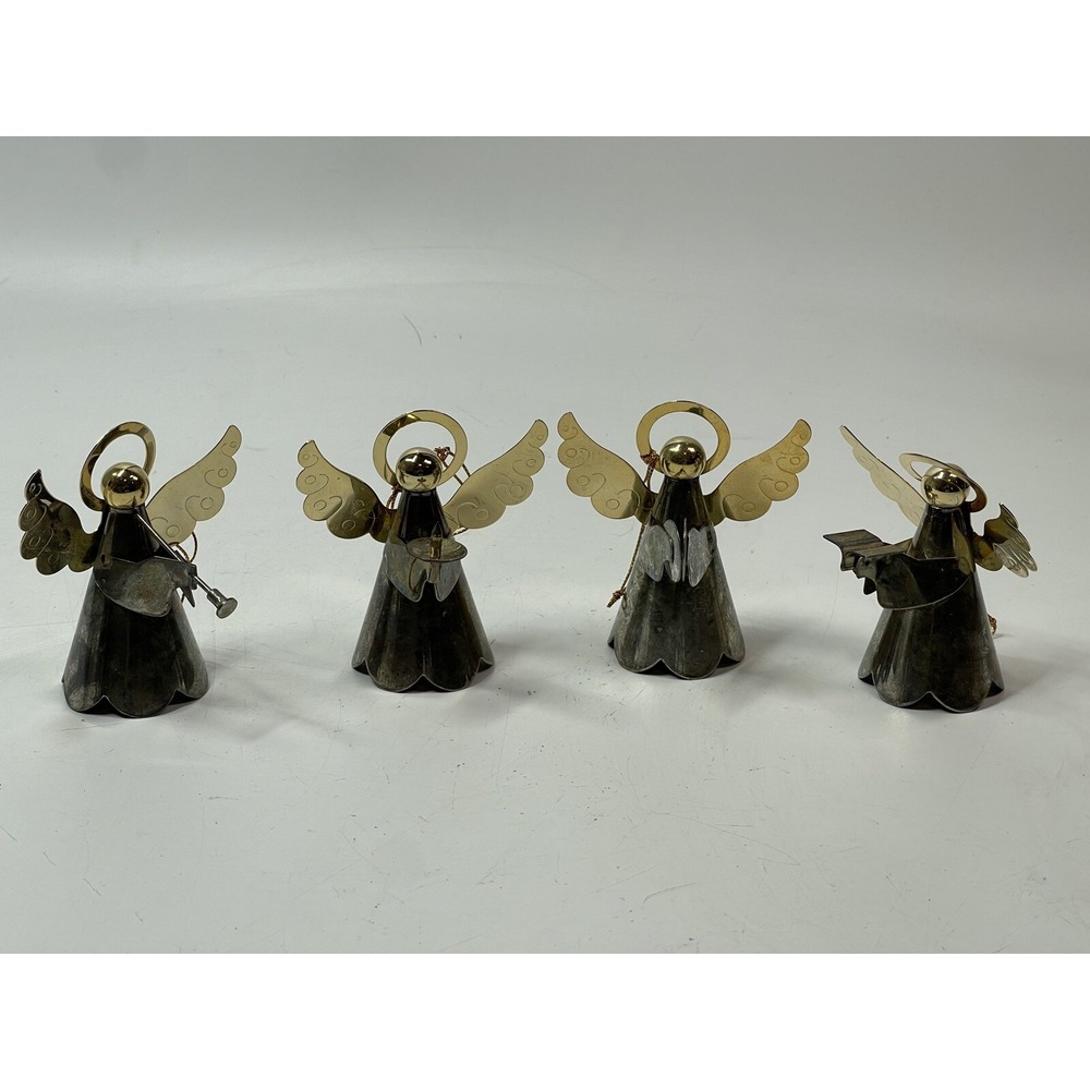 Metal Angel Ornaments Vintage Silver Color Metal Made In Taiwan Color tarnishing